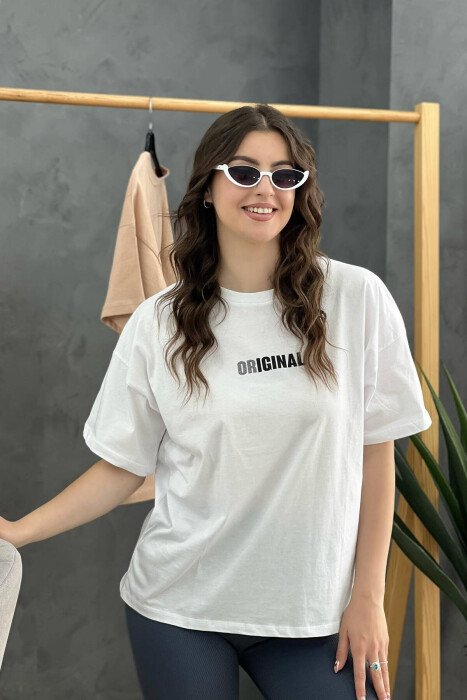 WRITING WOMEN T-SHIRT WHITE-E BARDHE - KLAUDIO FASHION