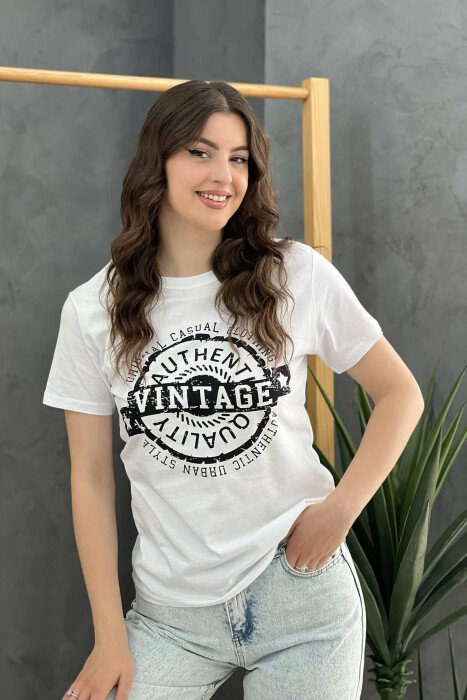 WRITING WOMEN T-SHIRT WHITE-E BARDHE - KLAUDIO FASHION