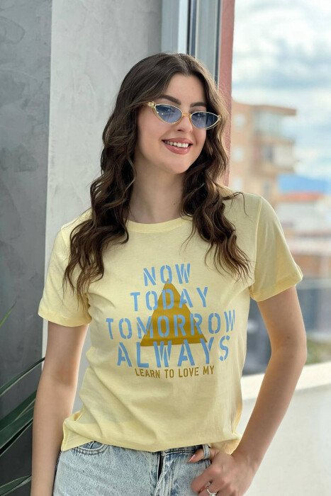 WRITING WOMEN T-SHIRT YELLOW/E VERDHE - 1