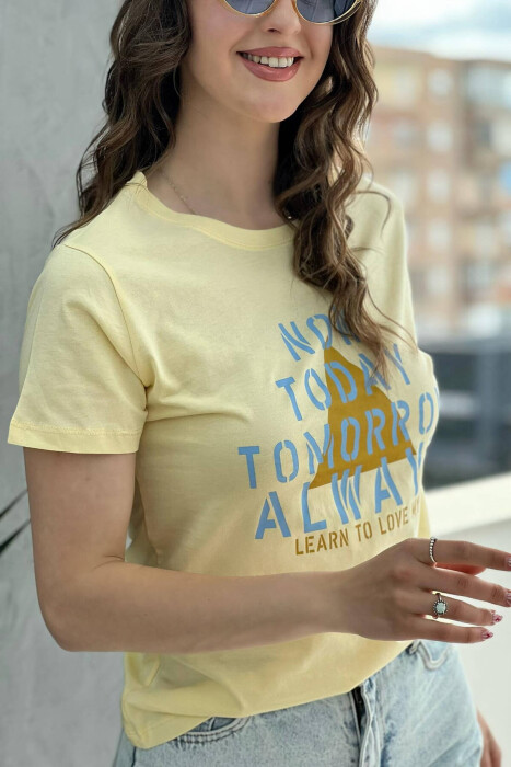 WRITING WOMEN T-SHIRT YELLOW/E VERDHE - 2