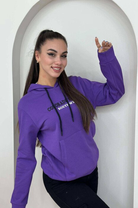 WRITTINGS COTTON HOOD WOMAN HOODIE PURPLE/LEJLA - 1