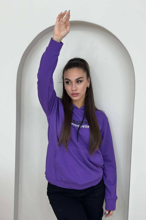 WRITTINGS COTTON HOOD WOMAN HOODIE PURPLE/LEJLA - 2
