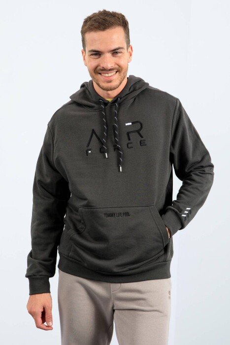 HOODIE PAMBUKU PËR MESHKUJ NË NGJYRË JESHILE E ERRËT - KLAUDIO FASHION