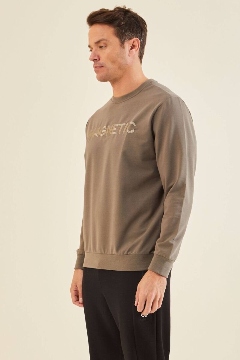 WRITTINGS COTTON MEN SWEATSHIRT DARK BEIGE/BEZHE ERRET - 3