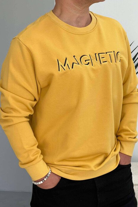 WRITTINGS COTTON MEN SWEATSHIRT YELLOW/E VERDHE 
