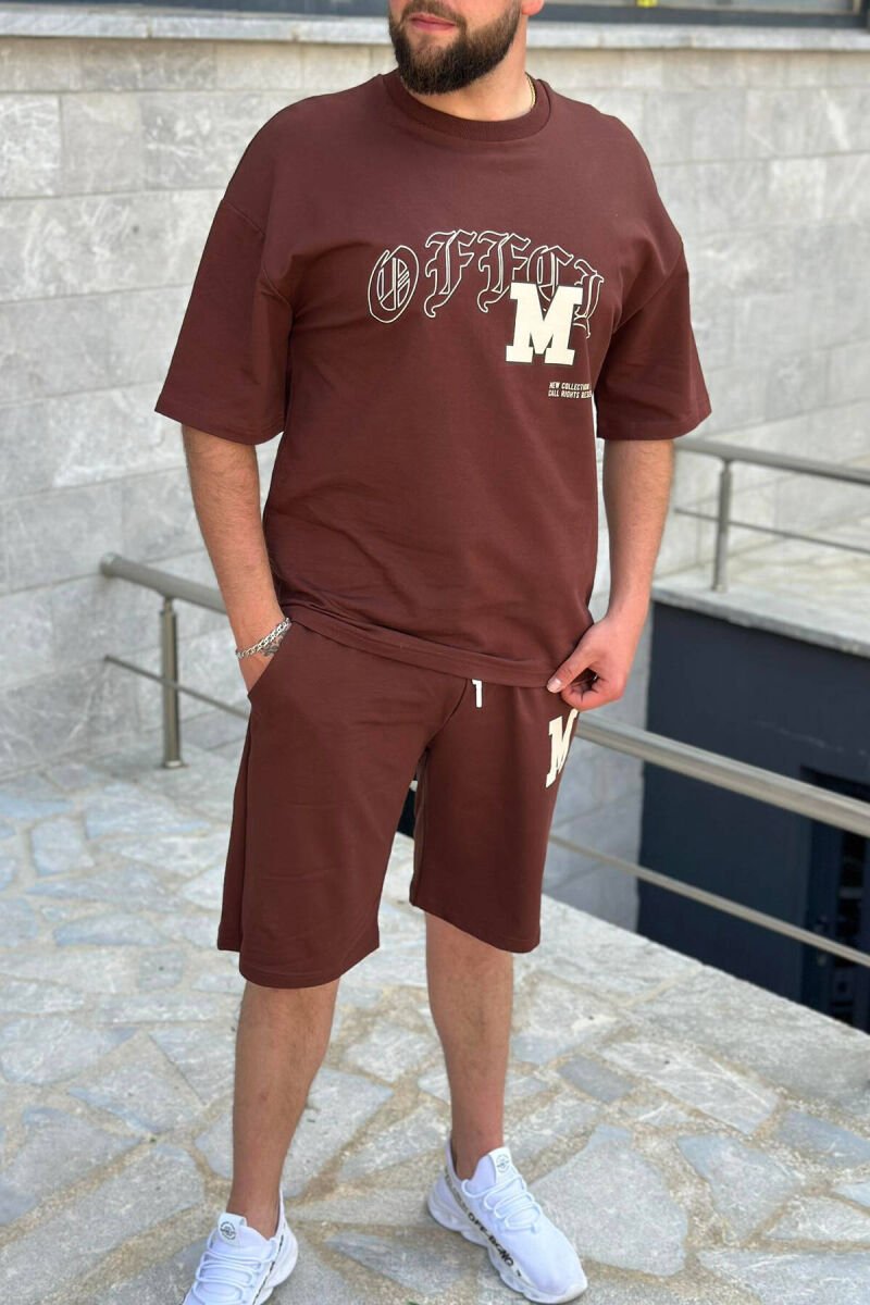 WRITTINGS COTTON MEN SWEATSUIT SET BROWN/KAFE - 1