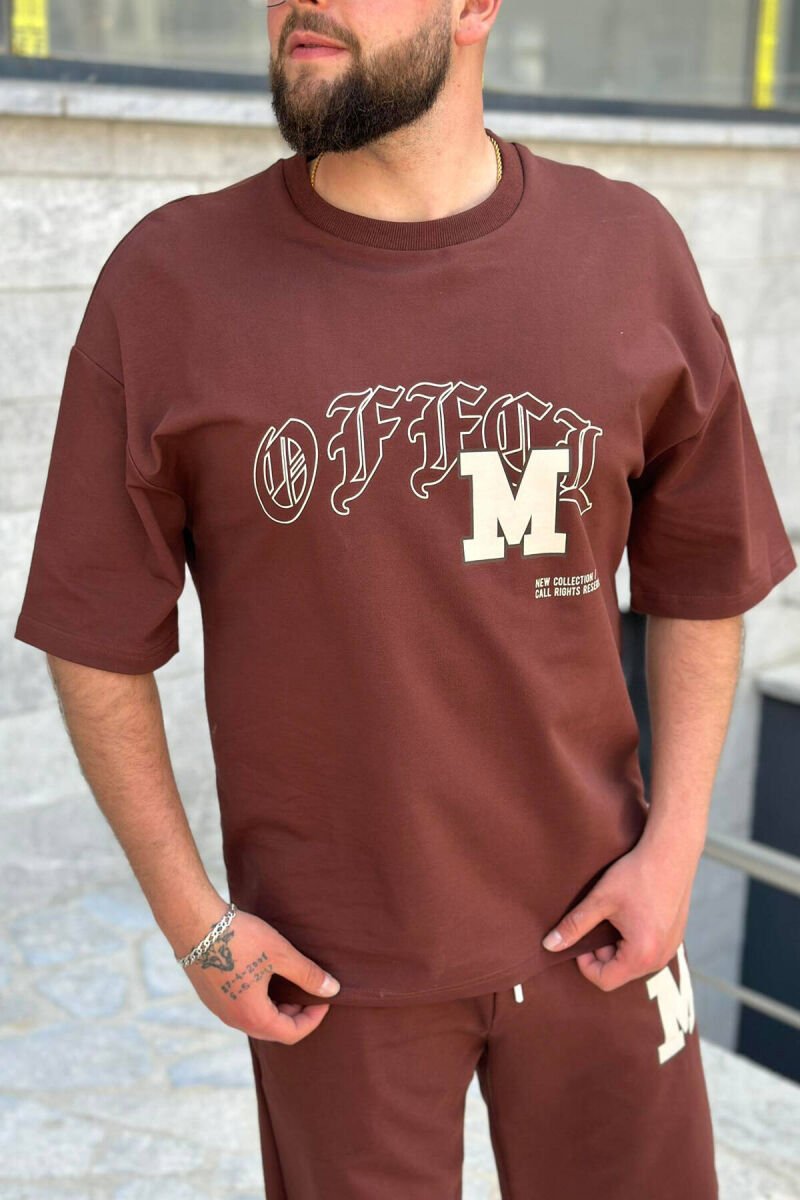 WRITTINGS COTTON MEN SWEATSUIT SET BROWN/KAFE - 2