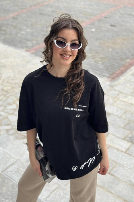 WRITTINGS COTTON WOMAN T-SHIRT BLACK/ E ZEZE 