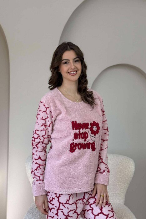PIZHAME ME SHKRIME ME LULE PËR FEMRA NË NGJYRËN ROZË - KLAUDIO FASHION