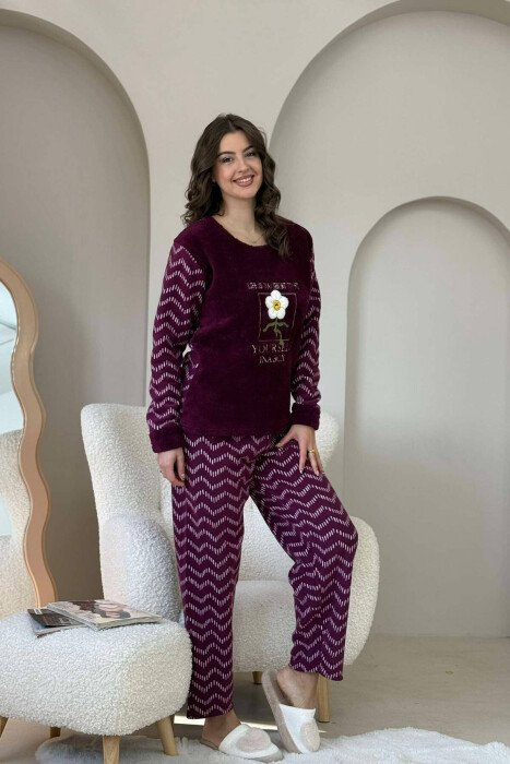 PIZHAME ME LULE ME SHKRIME PËR FEMRA NË NGJYRËN VISHNJË - KLAUDIO FASHION