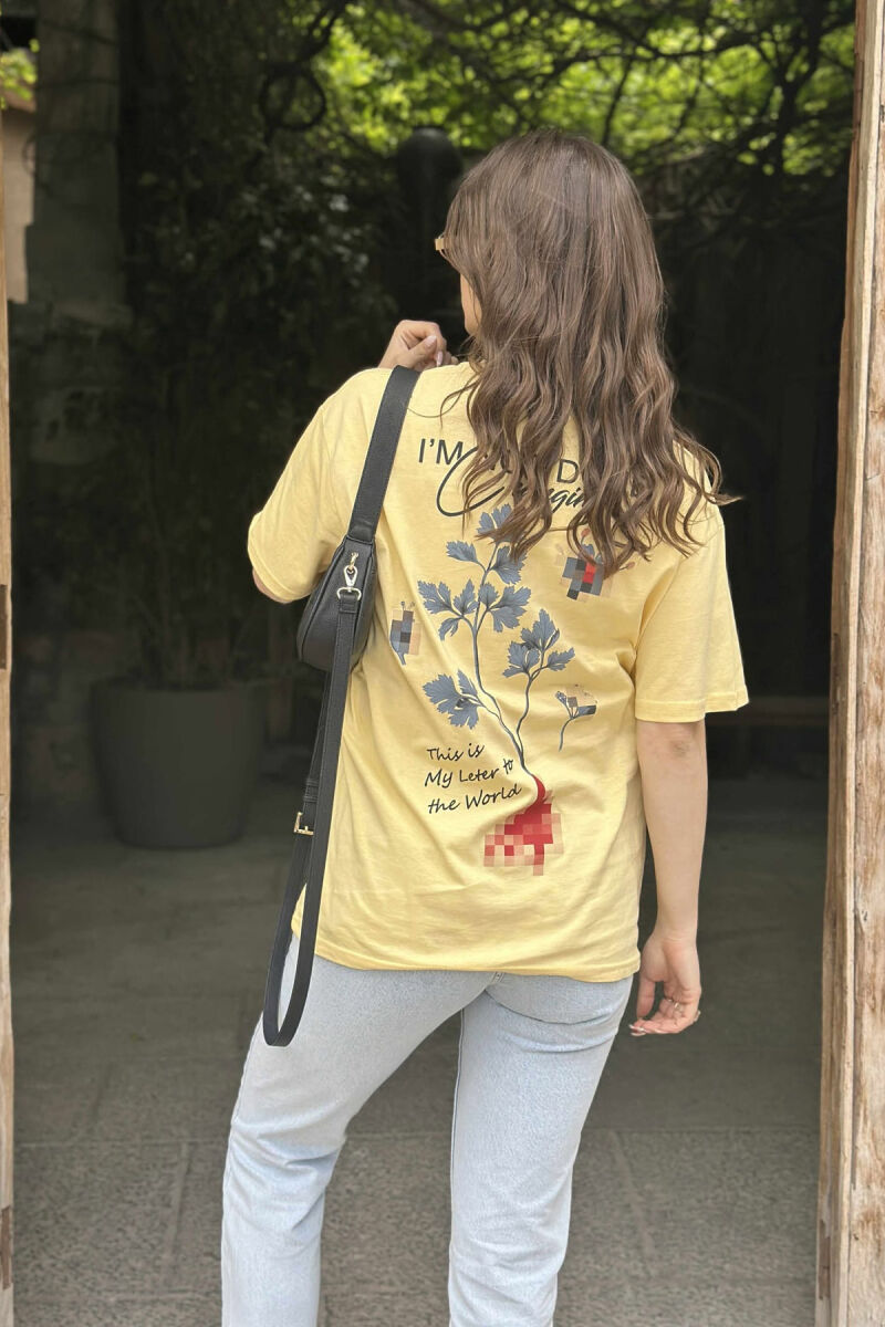WRITTINGS FLOWERS DESIGN WOMEN T-SHIRT YELLOW/E VERDHE - 4
