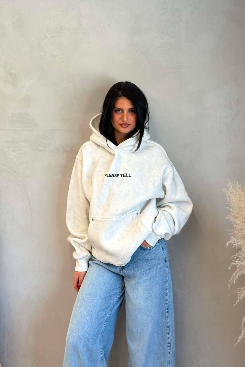 WRITTINGS FLUFFY WOMEN HOODIE LIGHT GREY/GZ - 2