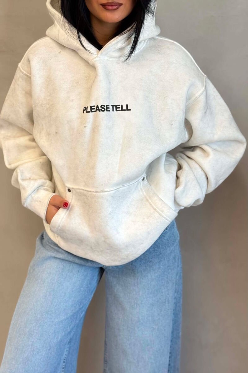 WRITTINGS FLUFFY WOMEN HOODIE LIGHT GREY/GZ - 1