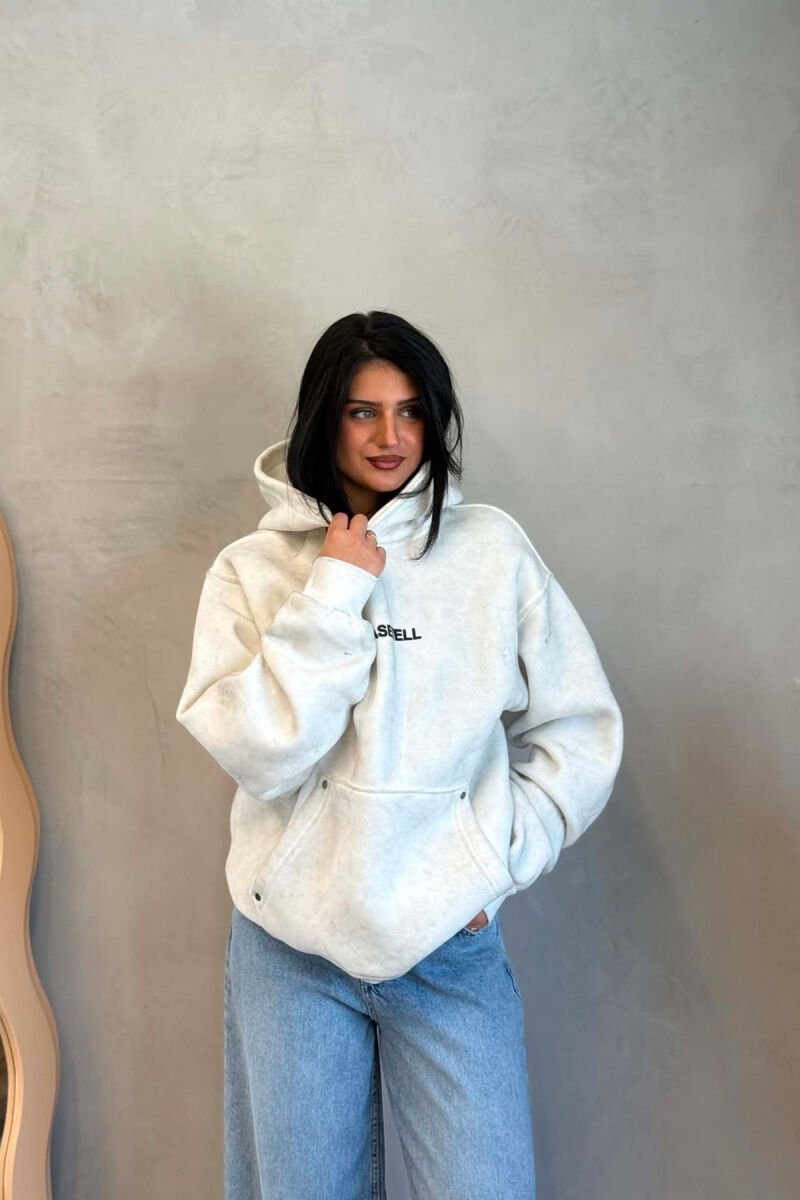 WRITTINGS FLUFFY WOMEN HOODIE LIGHT GREY/GZ - 3