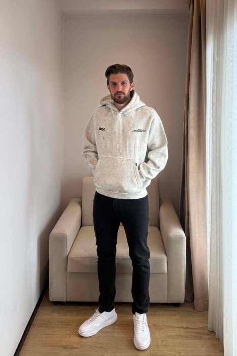 WRITTINGS FLUFFY MEN HOODIE LIGHT GREY/GZ - 5