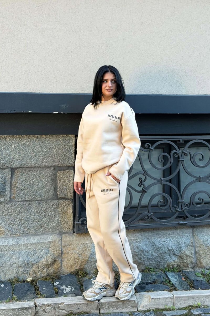 WRITTINGS FLUFFY SWEATSHIRT + SWEATPANTS WOMAN SET BEIGE/BEZHE - 3