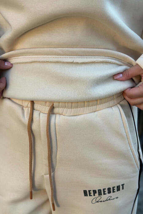 WRITTINGS FLUFFY SWEATSHIRT + SWEATPANTS WOMAN SET BEIGE/BEZHE - 4