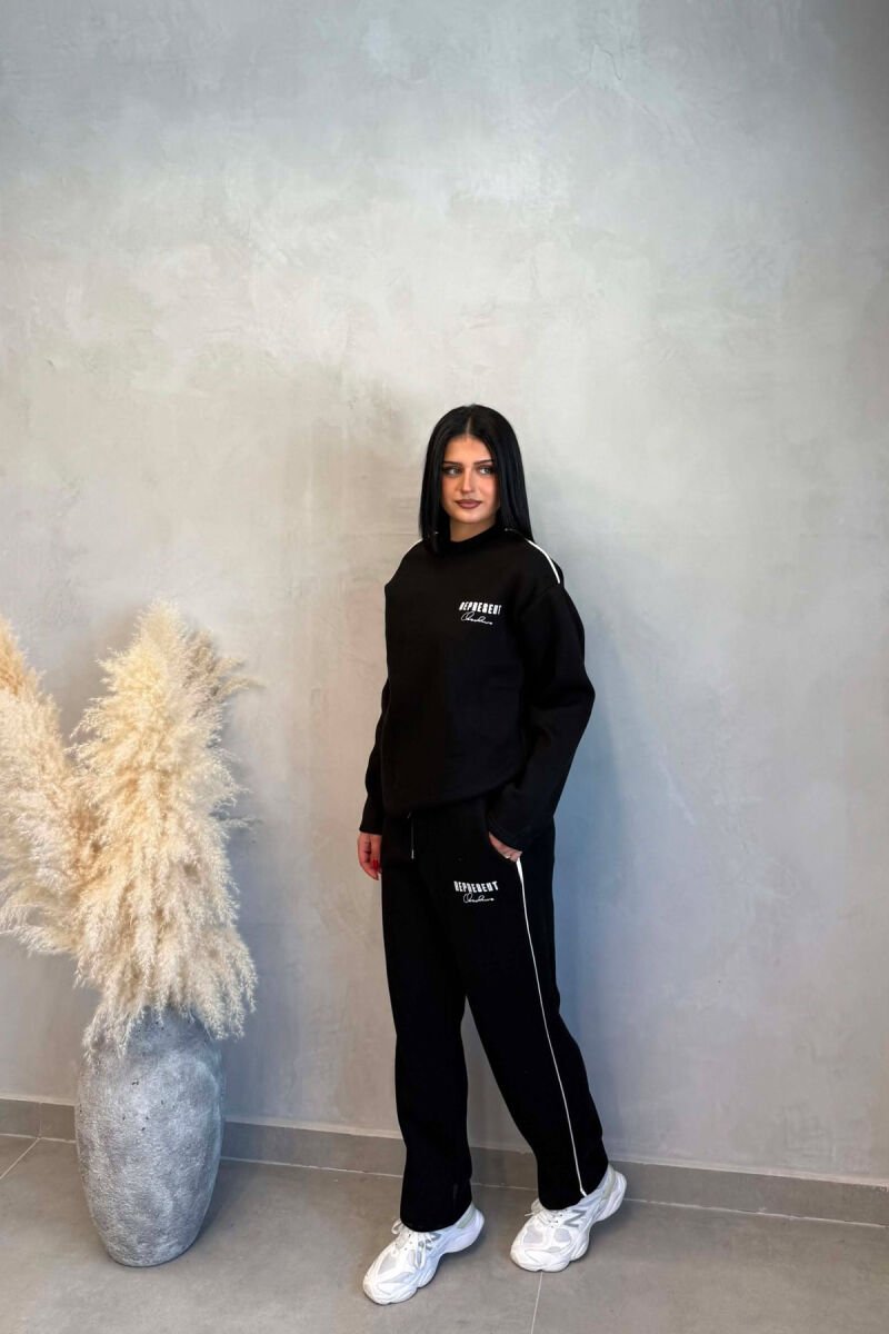 WRITTINGS FLUFFY SWEATSHIRT + SWEATPANTS WOMAN SET BLACK/ E ZEZE - 4