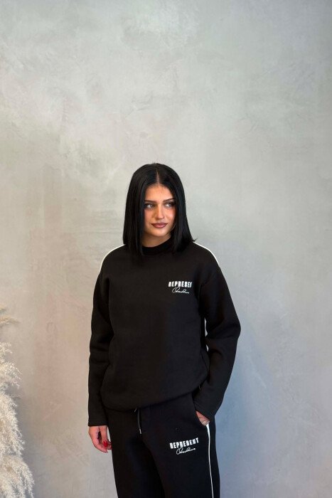 WRITTINGS FLUFFY SWEATSHIRT + SWEATPANTS WOMAN SET BLACK/ E ZEZE - 6