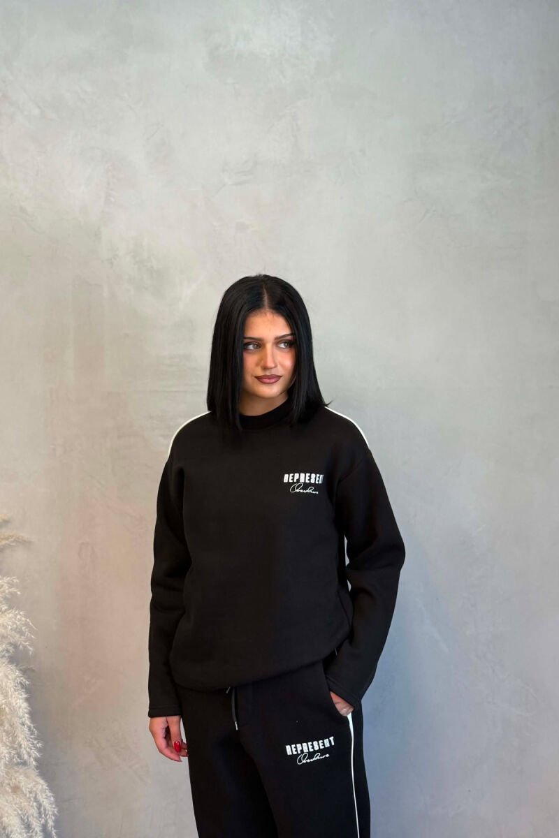 WRITTINGS FLUFFY SWEATSHIRT + SWEATPANTS WOMAN SET BLACK/ E ZEZE - 6