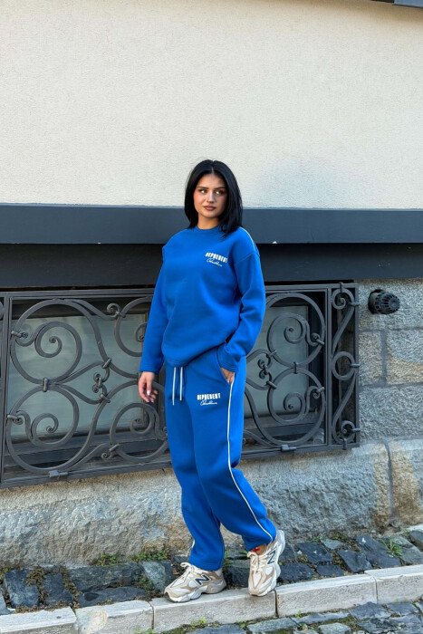 WRITTINGS FLUFFY SWEATSHIRT + SWEATPANTS WOMAN SET BLUE/BLU - 3