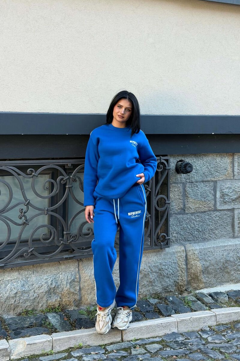 WRITTINGS FLUFFY SWEATSHIRT + SWEATPANTS WOMAN SET BLUE/BLU - 5