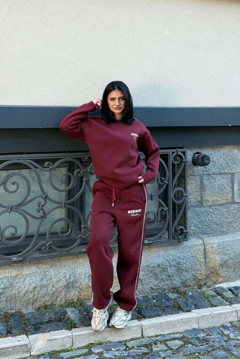 WRITTINGS FLUFFY SWEATSHIRT + SWEATPANTS WOMAN SET BURGUNDY/VISHNJE 