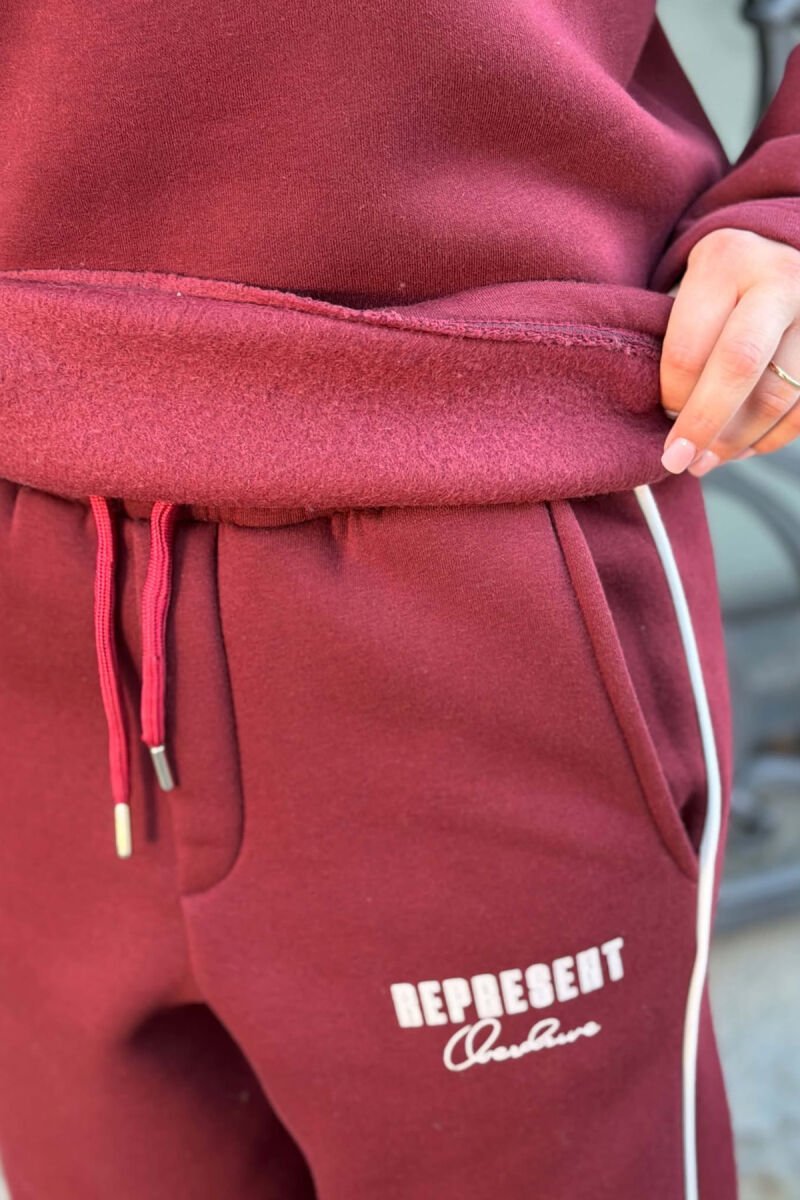 WRITTINGS FLUFFY SWEATSHIRT + SWEATPANTS WOMAN SET BURGUNDY/VISHNJE - 4