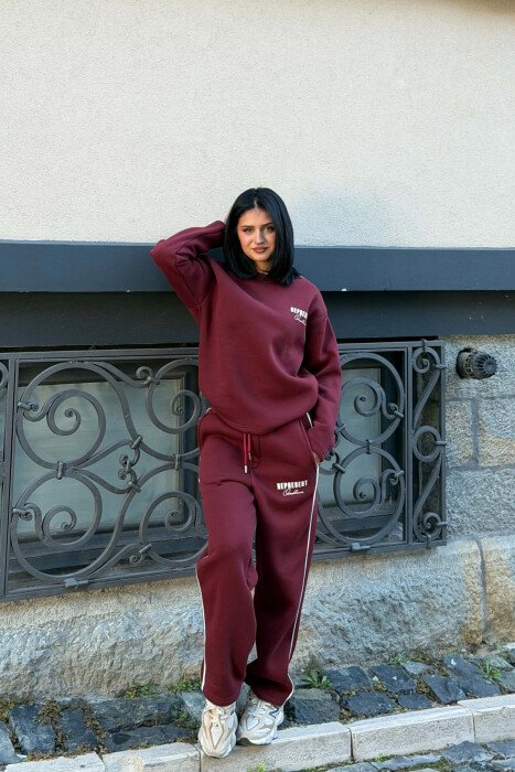 WRITTINGS FLUFFY SWEATSHIRT + SWEATPANTS WOMAN SET BURGUNDY/VISHNJE - 6