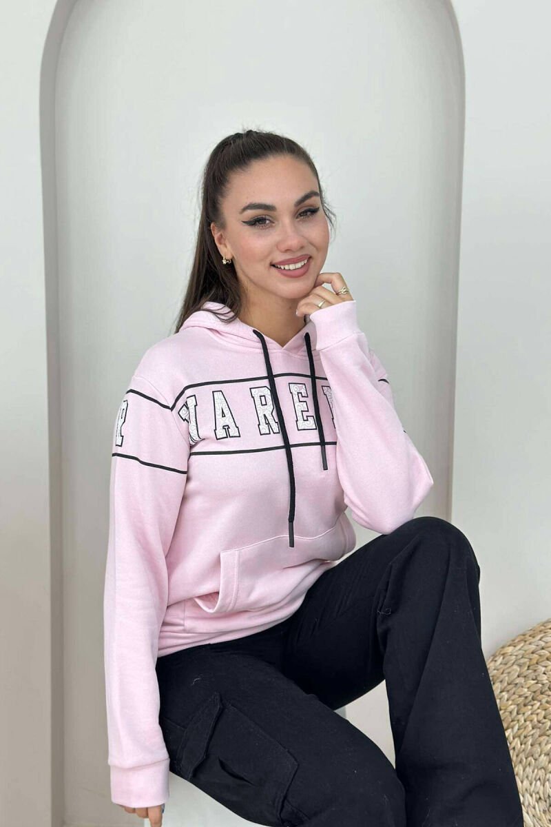 WRITTINGS HOOD COTTON WOMAN HOODIE BABY PINK/ROZB - 1