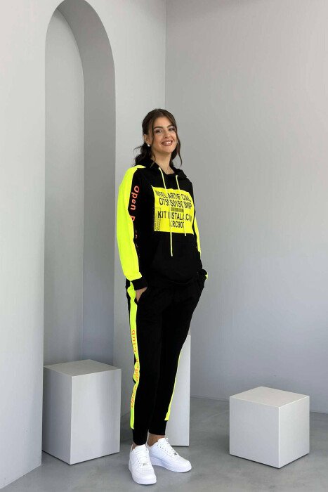 KOSTUM ME SHKRONJA HOODIE DHE TUTA PËR FEMRA NË NGJYRËN E ZEZË - KLAUDIO FASHION