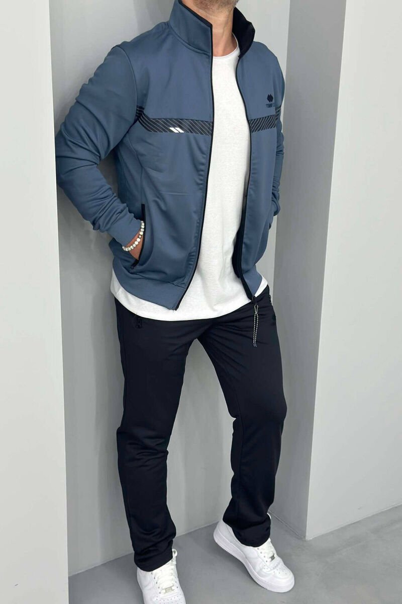 WRITTINGS JACKET+SWEATPANTS ONE COLOR MEN SET LIGHTBLUE/BZ - 1