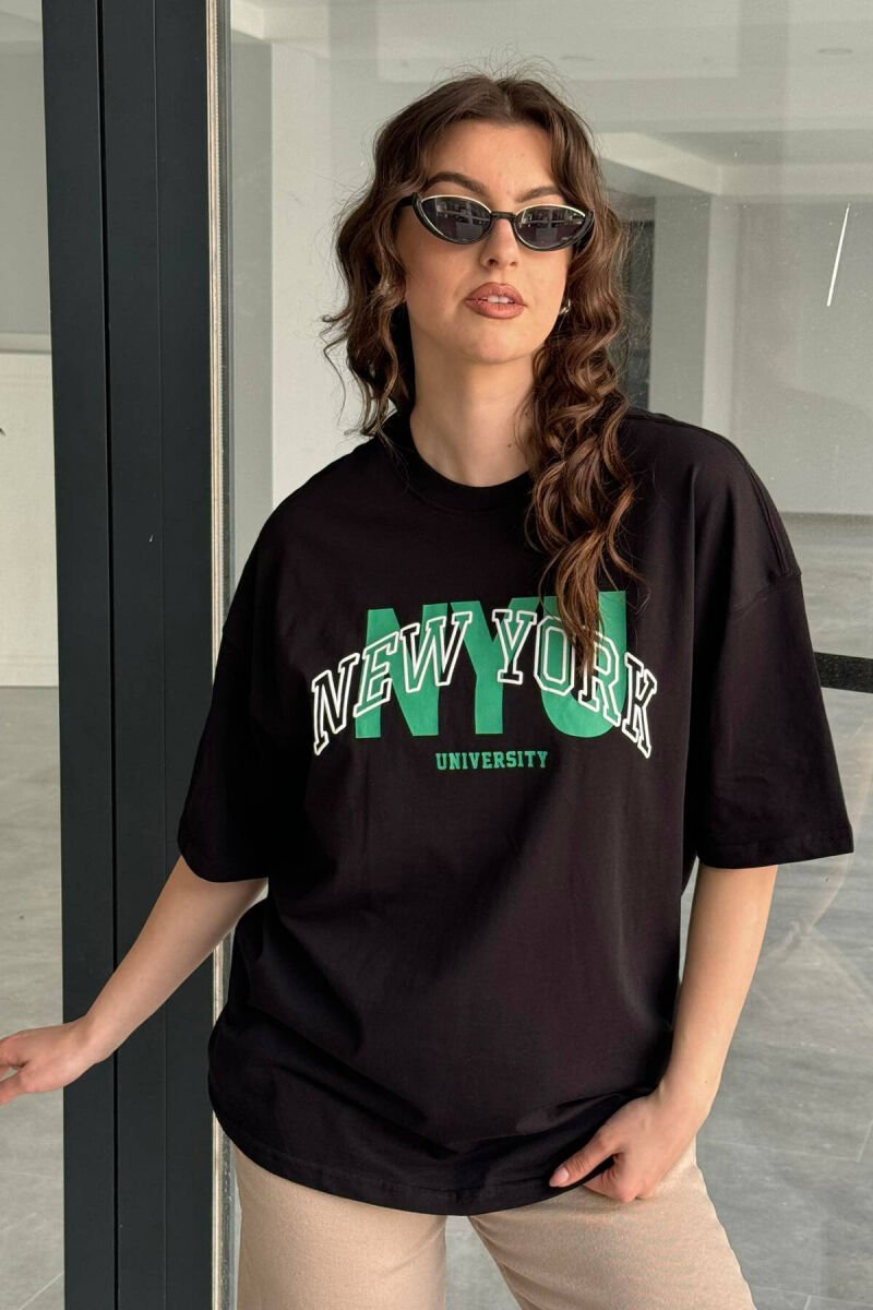 WRITTINGS NEW YORK WOMAN T-SHIRT BLACK/ E ZEZE - 1