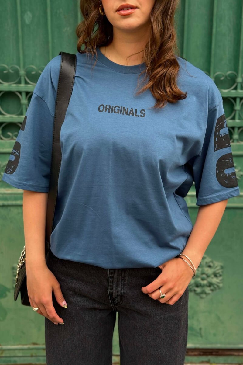 WRITTINGS ONE COLOR WOMAN T-SHIRT + 6 PAIR SOCKS BLUE/BLU - 2