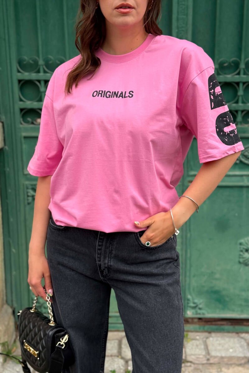 WRITTINGS ONE COLOR WOMAN T-SHIRT + 6 PAIR SOCKS PINK/ROZE - 2