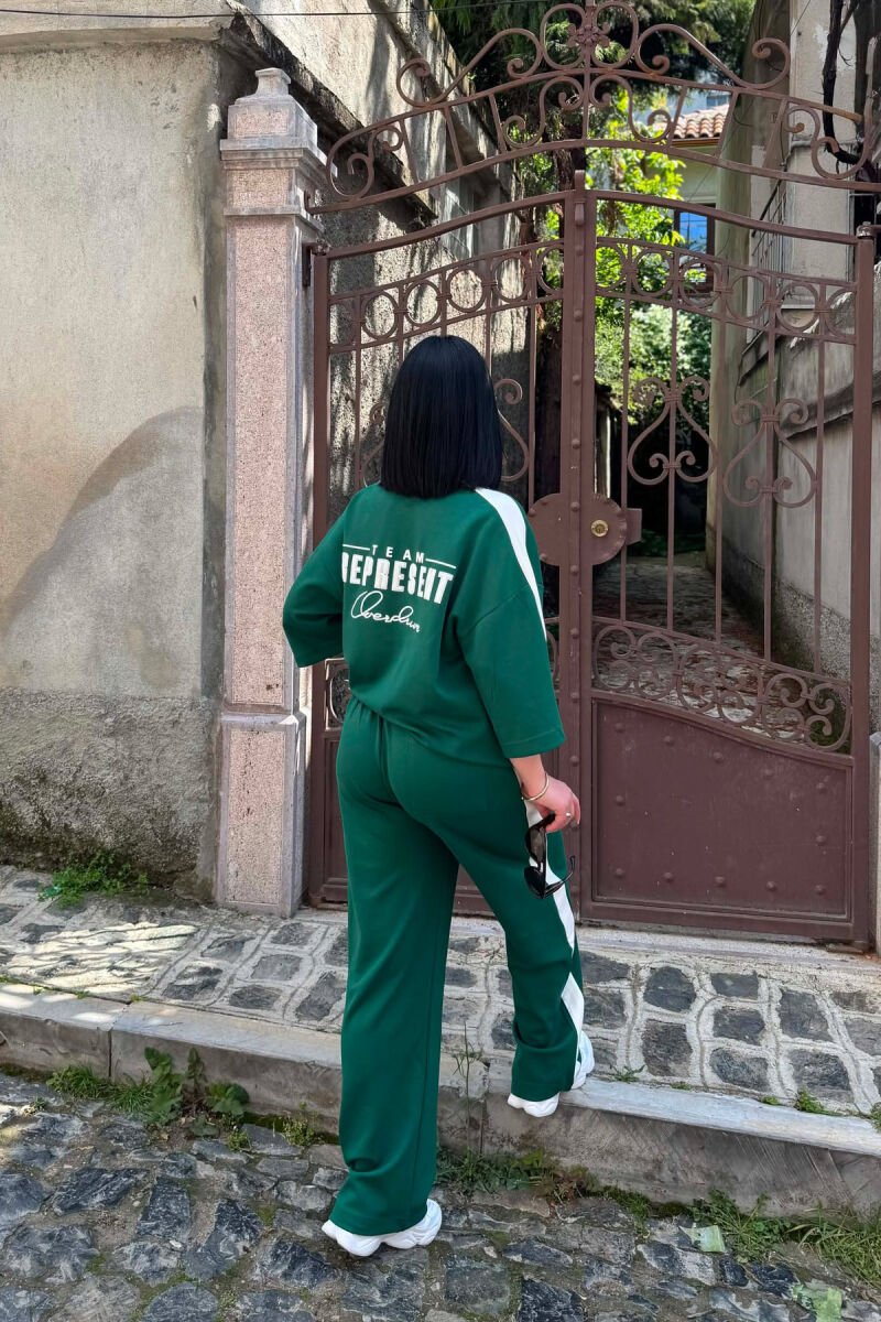 WRITTINGS POLO NECK T-SHIRT + SWEATPANS WOMAN SET GREEN/JESHILE - 5