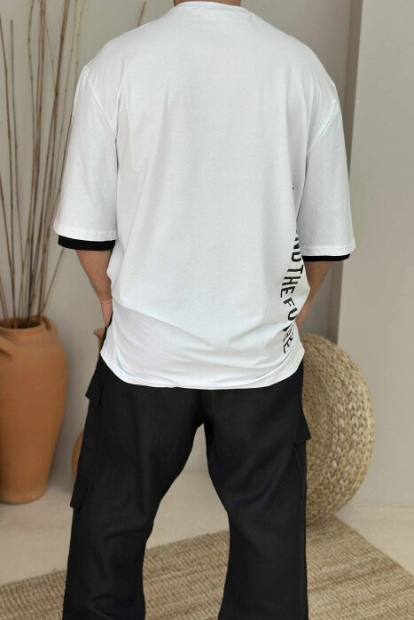 WRITTINGS ROUND NECK MEN T-SHIRT WHITE-BLACK/BAZE - 2