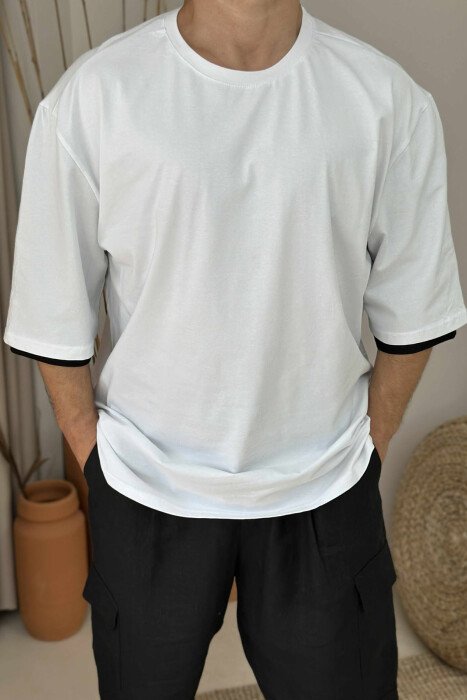 WRITTINGS ROUND NECK MEN T-SHIRT WHITE-BLACK/BAZE - 3