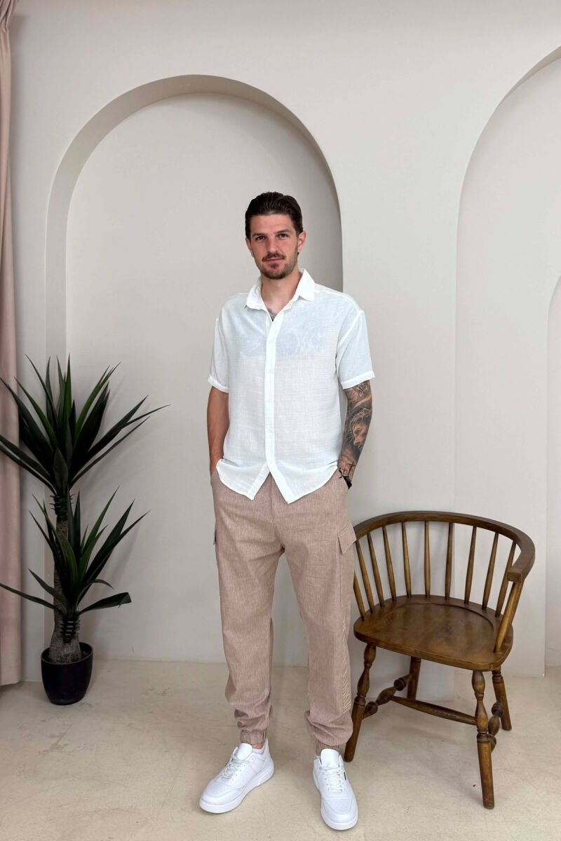 WRITTINGS SIMPLE STRIPED MEN PANTS BEIGE/BEZHE - 1