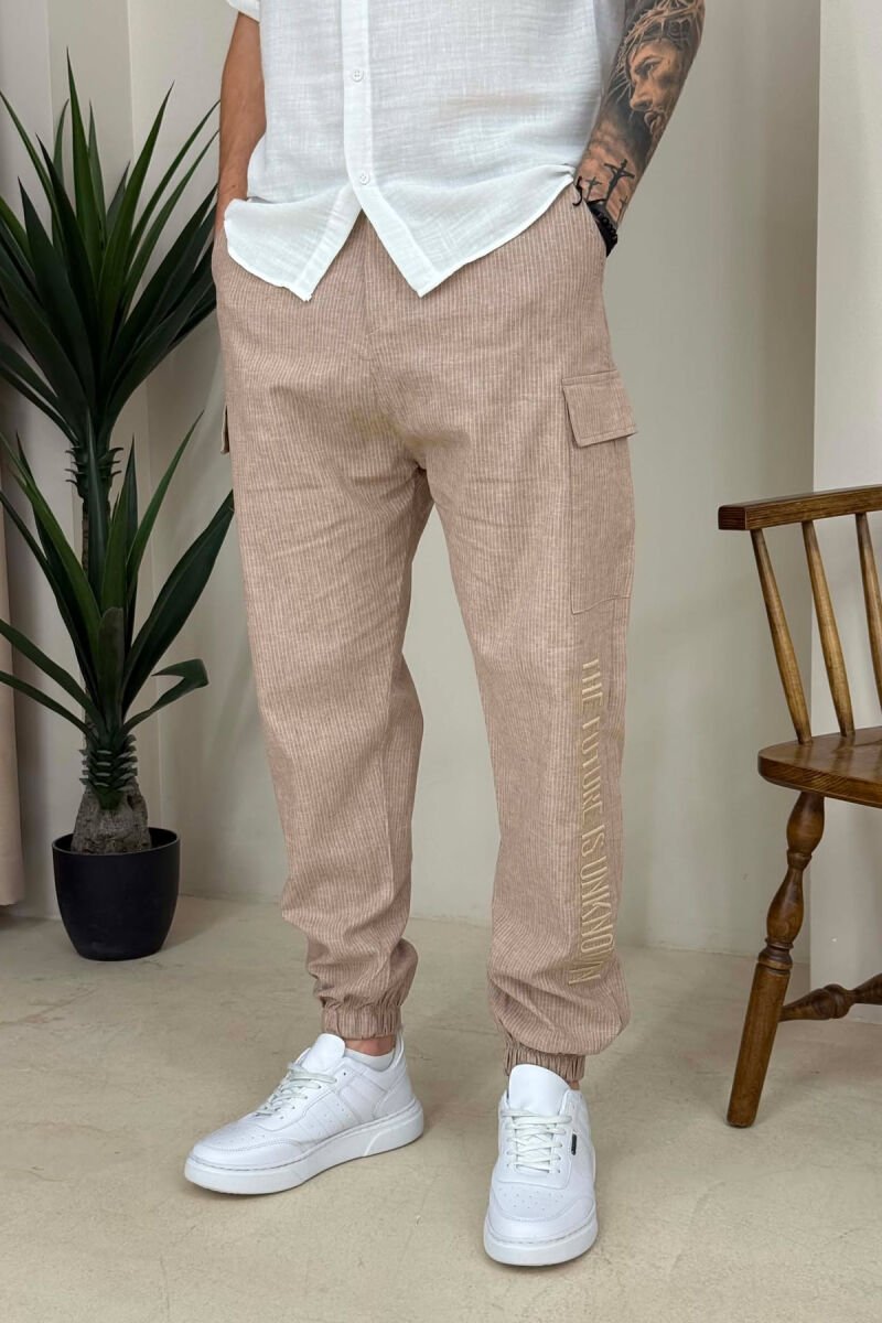 WRITTINGS SIMPLE STRIPED MEN PANTS BEIGE/BEZHE - 2