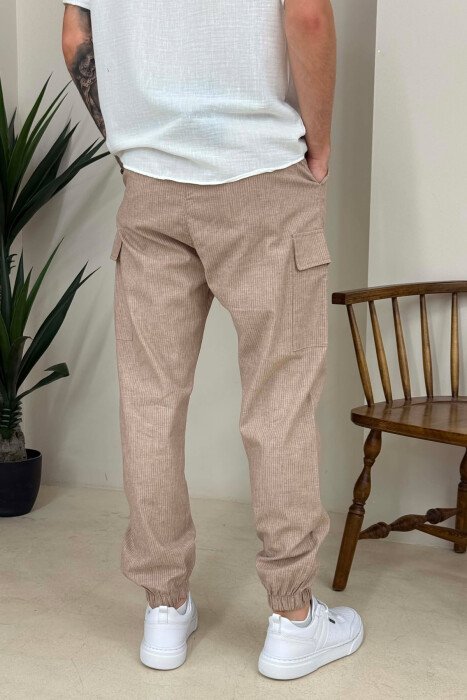 WRITTINGS SIMPLE STRIPED MEN PANTS BEIGE/BEZHE - 3