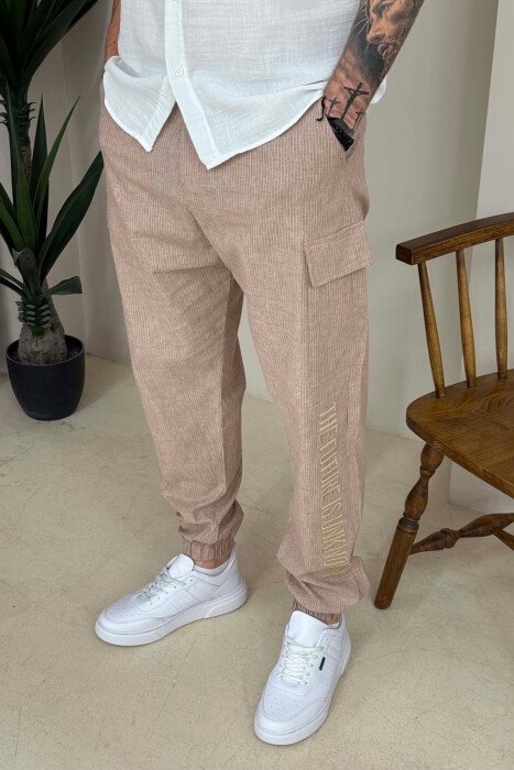 WRITTINGS SIMPLE STRIPED MEN PANTS BEIGE/BEZHE - 4