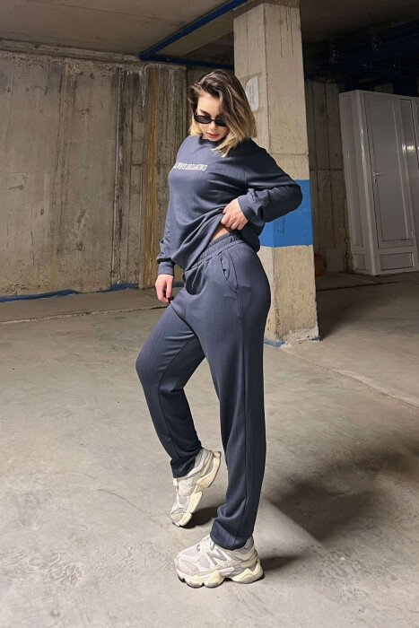 WRITTINGS STRIPED WOMEN SET DARK GREY/GEE - 4