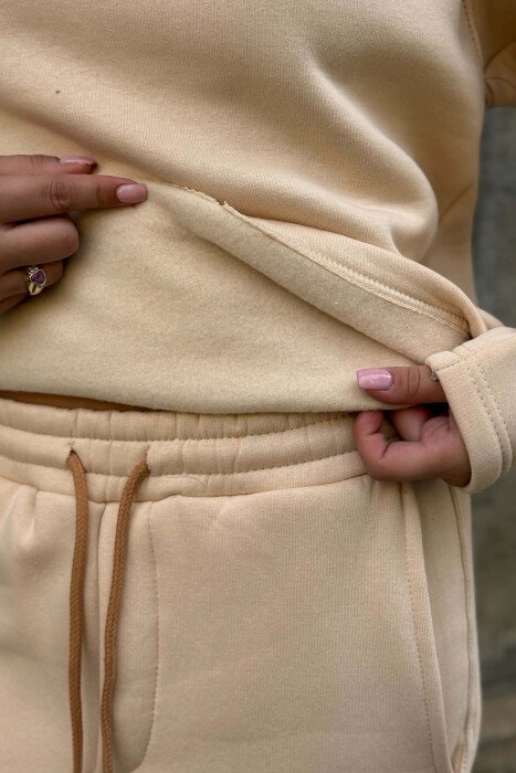 WRITTINGS SWEATSHIRT + SWEATPANTS FLUFFY WOMAN SET BEIGE/BEZHE - 4