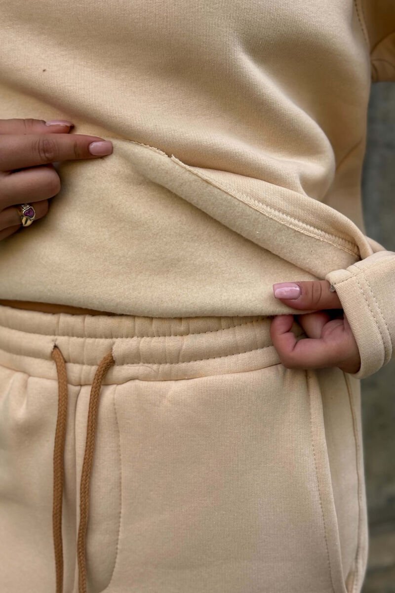 WRITTINGS SWEATSHIRT + SWEATPANTS FLUFFY WOMAN SET BEIGE/BEZHE - 4