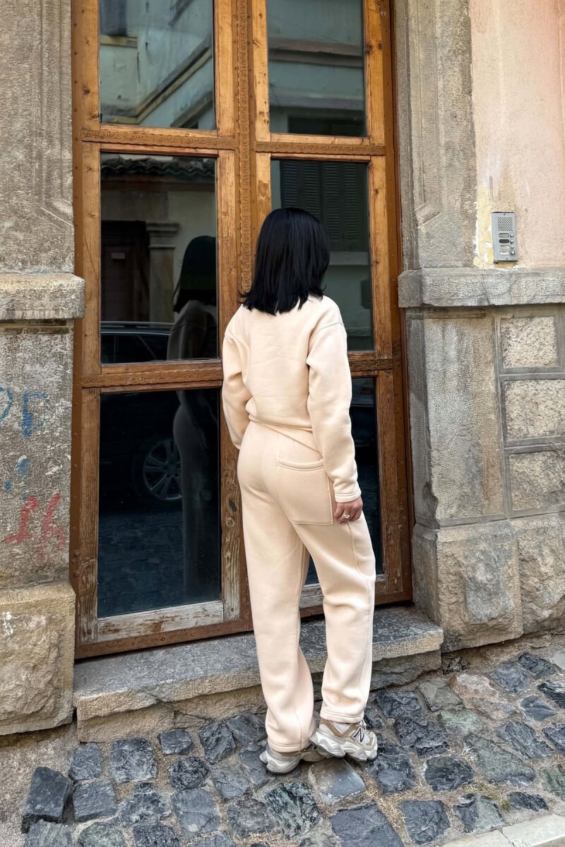 WRITTINGS SWEATSHIRT + SWEATPANTS FLUFFY WOMAN SET BEIGE/BEZHE - 5