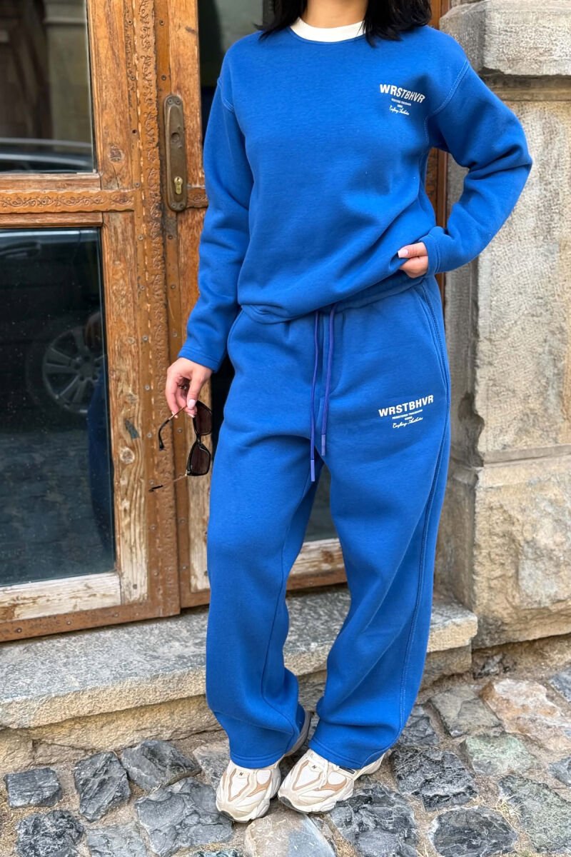 WRITTINGS SWEATSHIRT + SWEATPANTS FLUFFY WOMAN SET BLUE/BLU - 2