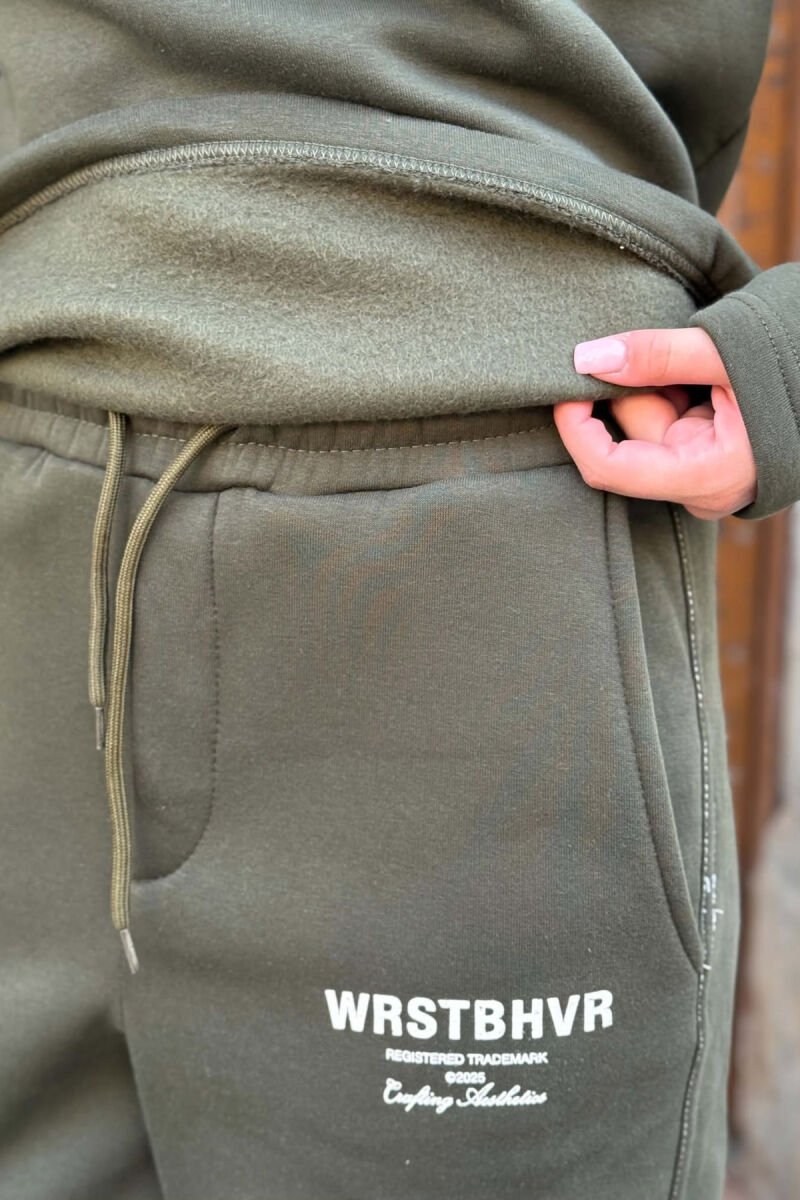 WRITTINGS SWEATSHIRT + SWEATPANTS FLUFFY WOMAN SET GREEN/JESHILE - 5