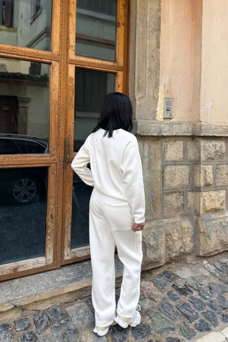 WRITTINGS SWEATSHIRT + SWEATPANTS FLUFFY WOMAN SET WHITE-E BARDHE - 5