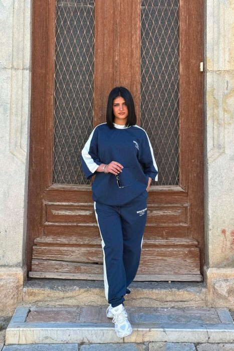 WRITTINGS T-SHIRT + JOGGERS WOMEN SET BLUE/BLU - 1